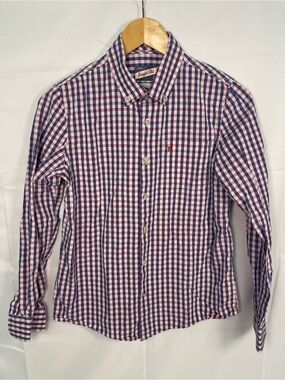 johnnie-O Red, Blue & White Gingham Button-Down Shirt Boys 14